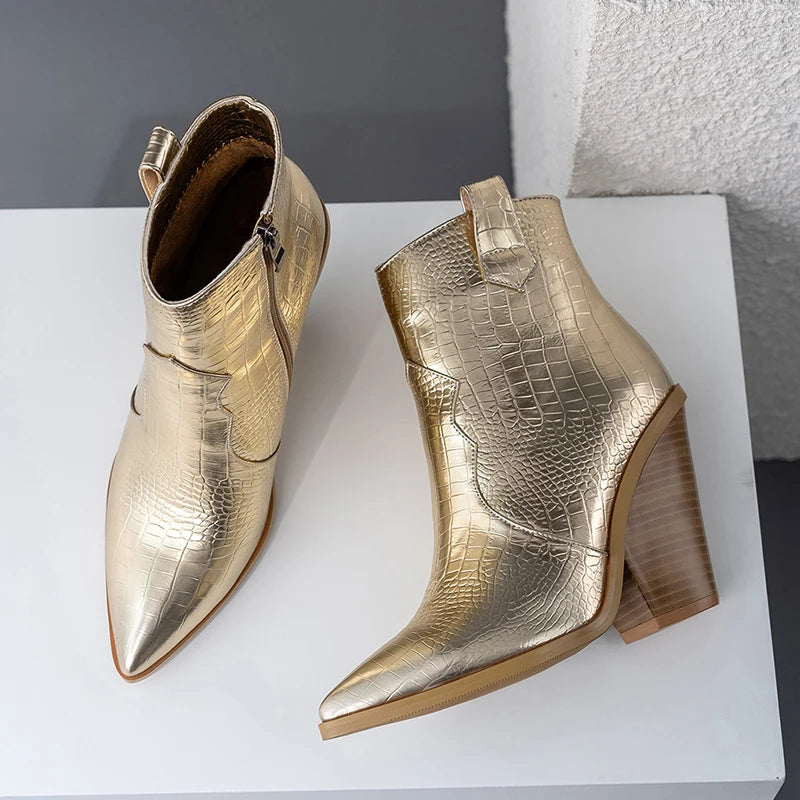 Gold Snakeskin Booties Snakes Store