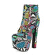 Chunky Heel Snakeskin Booties Colorful PU Leather Snakes Store