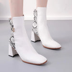 White Snakeskin Booties - Vignette | Snakes Store