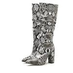 Snakeskin Leather Knee High Boots - Vignette | Snakes Store