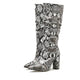 Snakeskin Leather Knee High Boots Grey Microfiber Snakes Store