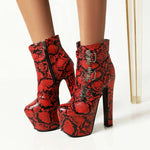 Chunky Heel Snakeskin Booties - Vignette | Snakes Store