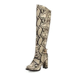 Beige Snakeskin Knee High Boots - Vignette | Snakes Store