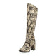 Beige Snakeskin Knee High Boots Beige Microfiberer Snakes Store