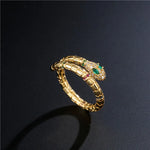 Gold Snake Ring with Green Eyes - Vignette | Snakes Store