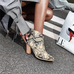 Beige Snakeskin Booties - Vignette | Snakes Store