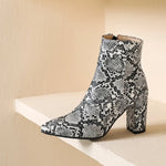 Grey Snakeskin Booties - Vignette | Snakes Store