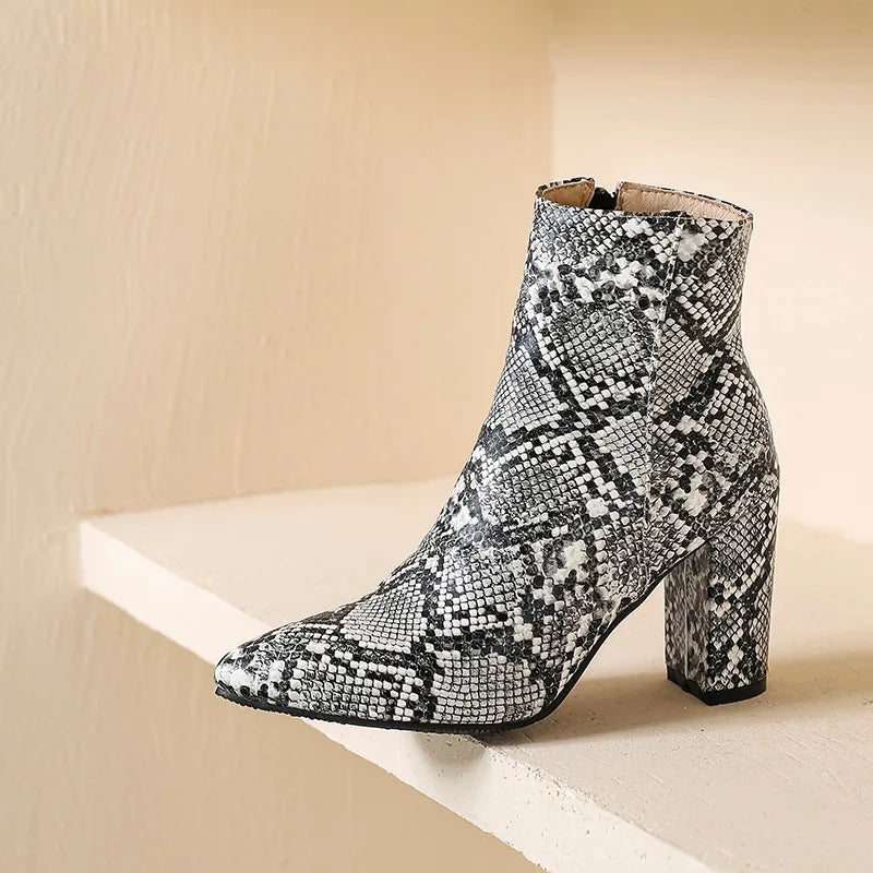 Grey Snakeskin Booties Snakes Store