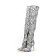 Black and White Snakeskin Thigh High Boots Black White Microfiber Snakes Store