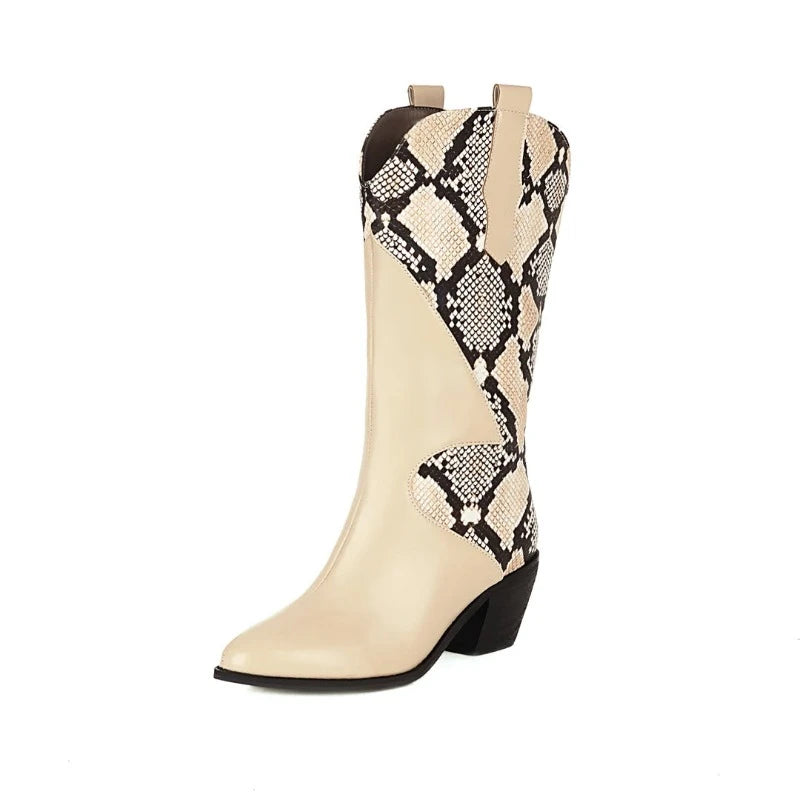 Beige Snakeskin Cowgirl Boots Beige Snakes Store