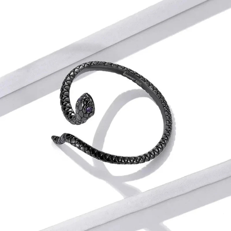 Black Snake with Silver Ring Snakes Store