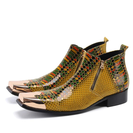 Yellow Snakeskin Boots Yellow Split Leather Snakes Store