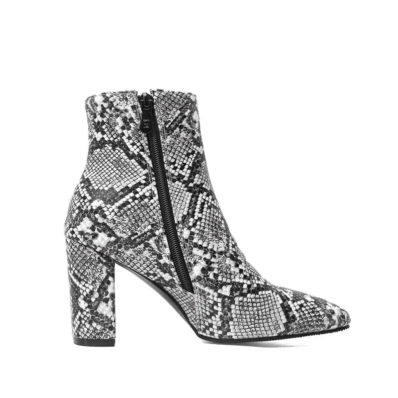 Grey Snakeskin Booties Snakes Store