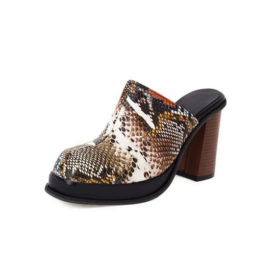 Brown Snakeskin Mules Brown Snakes Store