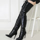 Black Snake Skin Thigh High Boots Black Genuine Leather Snakes Store™