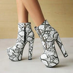 Chunky Heel Snakeskin Booties - Vignette | Snakes Store