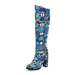 Blue Snakeskin Knee High Boots - Vignette | Snakes Store