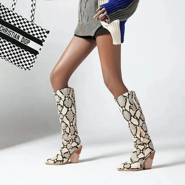 Womens Snakeskin Knee High boots Snakes Store™