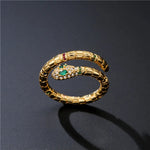 Gold Snake Ring with Green Eyes - Vignette | Snakes Store