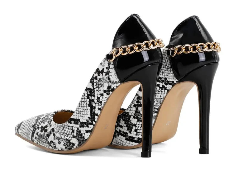 Black and White Snakeskin Pumps Snakes Store