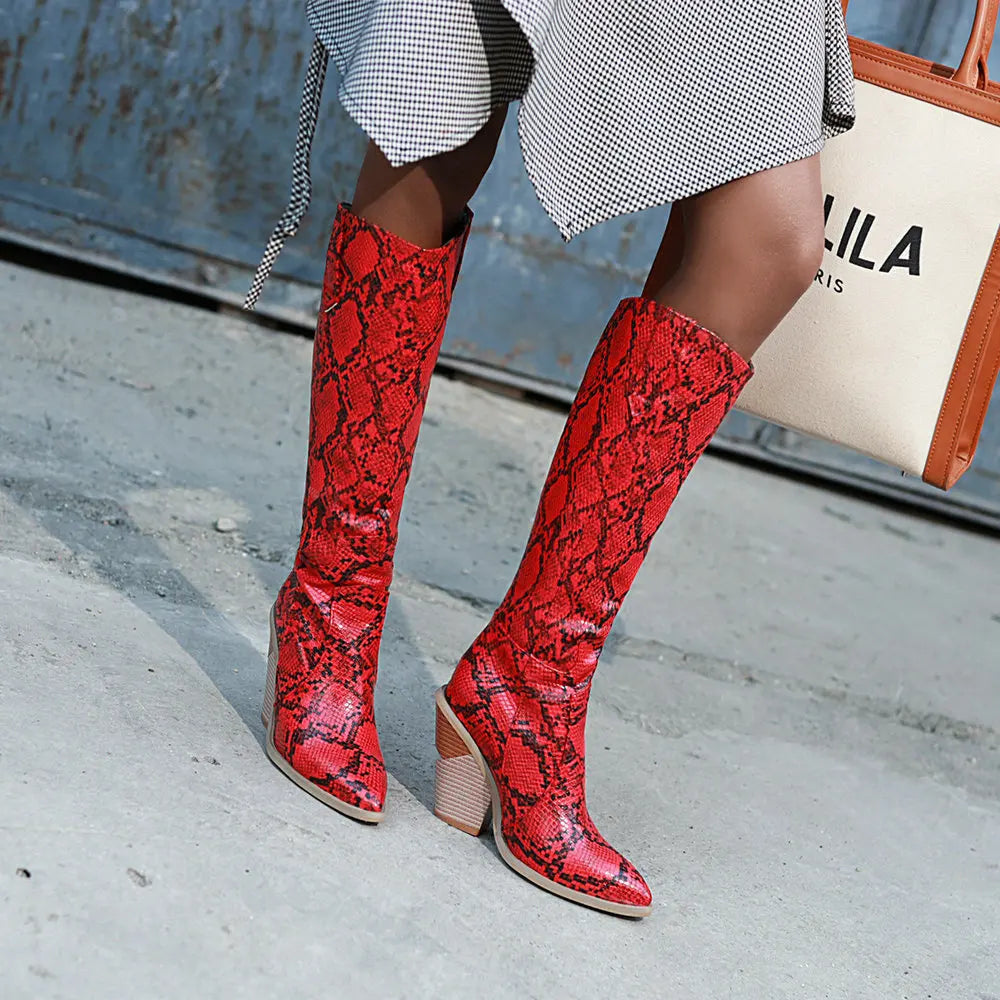 Womens Snakeskin Knee High boots Snakes Store™