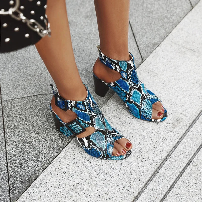 Blue Snakeskin Sandals Snakes Store