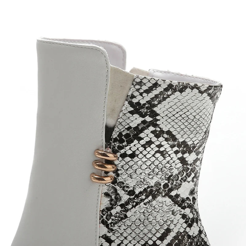 White Snakeskin Booties Snakes Store