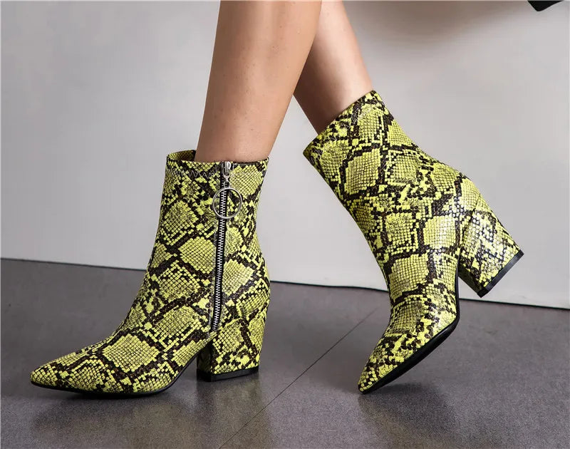 Yellow Snakeskin Booties Snakes Store