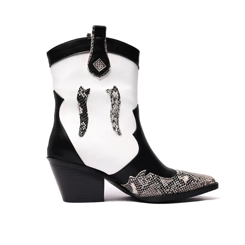 Black and White Snakeskin Cowgirl Boots Snakes Store