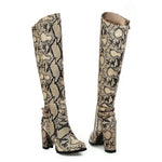 Beige Snakeskin Knee High Boots - Vignette | Snakes Store