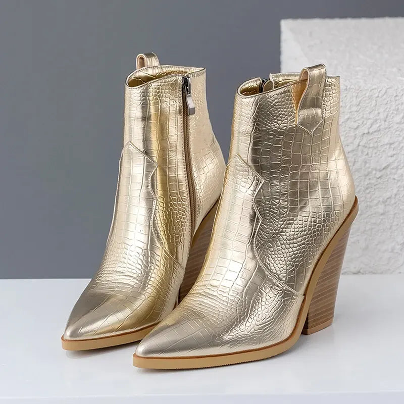 Gold Snakeskin Booties Snakes Store