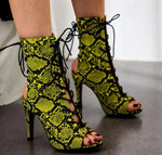 Peep Toe Snakeskin High Heels - Vignette | Snakes Store