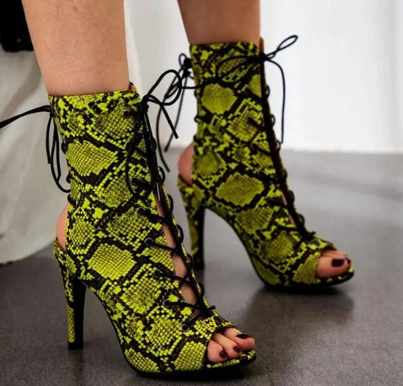 Peep Toe Snakeskin High Heels Snakes Store