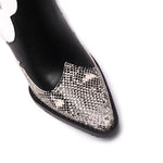 Black and White Snakeskin Cowgirl Boots - Vignette | Snakes Store