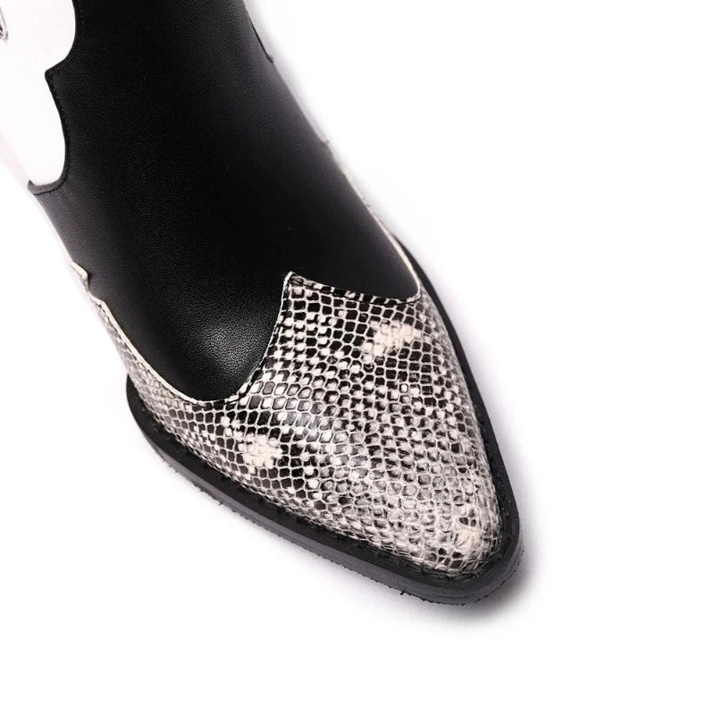 Black and White Snakeskin Cowgirl Boots Snakes Store