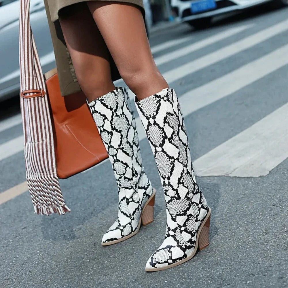 Womens Snakeskin Knee High boots Snakes Store™