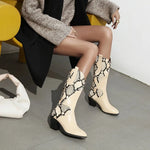 Beige Snakeskin Cowgirl Boots - Vignette | Snakes Store