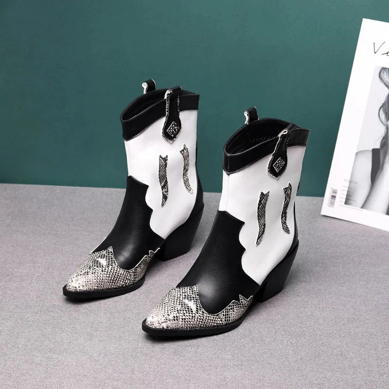 Black and White Snakeskin Cowgirl Boots Snakes Store