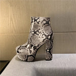 Snakeskin Block Heel Booties - Vignette | Snakes Store