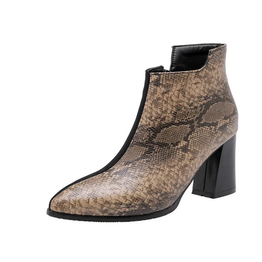 Brown and Black Snakeskin Booties Snakes Store