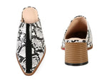 Black and White Snakeskin Mules - Vignette | Snakes Store