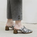 Black and White Snakeskin Mules - Vignette | Snakes Store