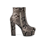 Snakeskin Block Heel Booties - Vignette | Snakes Store