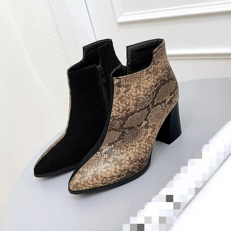 Brown and Black Snakeskin Booties Snakes Store