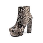 Snakeskin Block Heel Booties - Vignette | Snakes Store