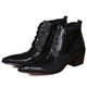 Pointed Toe Snakeskin Boots Black Split Leather Snakes Store