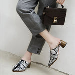 Black and White Snakeskin Mules - Vignette | Snakes Store