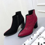 Red and Black Snakeskin Booties - Vignette | Snakes Store