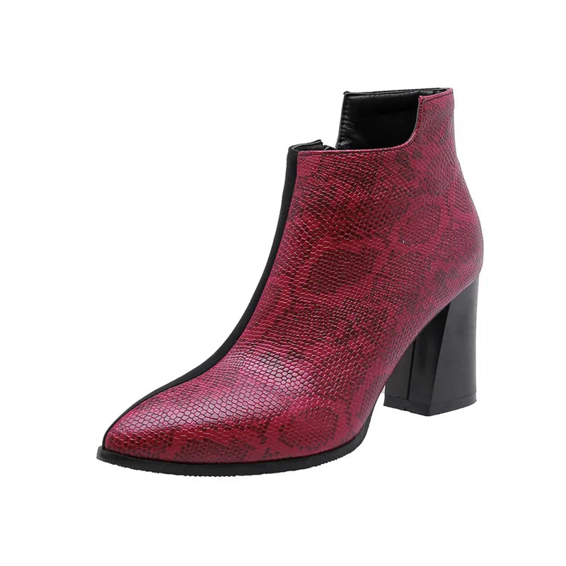 Red and Black Snakeskin Booties Snakes Store