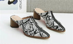 Black and White Snakeskin Mules - Vignette | Snakes Store